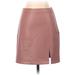 H&M Faux Leather Skirt: Tan Solid Bottoms - Women's Size Small