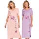 Pack of 2 Nightdresses Short Sleeve Nighties Comfortable Sleepwear Cotton Nightdress