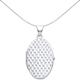 Silver Engraved Diamond Quilted Mesh Oval Locket Pendant Necklace - LK65