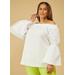 Plus Size Off The Shoulder Cotton Blend Top