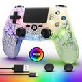 Wireless Controller for PS4, LED Controller for PlayStation 4 with Adjustable RGB Backlight, 1000 mAh Battery, 6-Axis Dual Shock Motion Sensor, Built-in Speaker and 3.5mm Headphone Jack