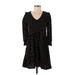 Madewell Casual Dress - Mini V-Neck 3/4 sleeves: Black Polka Dots Dresses - Women's Size Small