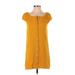 TeXTURE & THREAD Madewell Casual Dress - Mini Square Short sleeves: Yellow Dresses - Women's Size 2X-Small