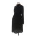 Motherhood Casual Dress - A-Line High Neck Long sleeves: Black Solid Dresses - Women's Size Medium Maternity