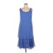 Cattiva New York Casual Dress - A-Line Scoop Neck Sleeveless: Blue Solid Dresses - Women's Size 14