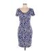 Calvin Klein Casual Dress - Sheath Scoop Neck Short sleeves: Blue Dresses - Women's Size 10