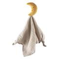 Baby Schmusetuch Mond Luna mit besticktem Gesicht, Schnuffeltuch aus Musselin mit Knotendetails, Trösterchen für Jungen und Mädchen