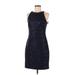 Vince Camuto Cocktail Dress - Sheath High Neck Sleeveless: Blue Print Dresses - New - Women's Size 8