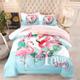 Coverless Duvet Flamingo Blue Pink Coverless Duvet Double Microfiber Quilted Bedspreads Lightweight Bedspreads Double Size Comforter All Seasons Quilted Throw+2 Pillowcases(50x75cm) 200x200cm