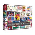 Heart Love Stamps Puzzles for Adults, Colorful Valentines Jigsaw Puzzles 1000 Piece, Romantic Collage Puzzles as Lovers Gifts, Gifts for Father's Day and Mother's Day