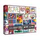 Heart Love Stamps Puzzles for Adults, Colorful Valentines Jigsaw Puzzles 1000 Piece, Romantic Collage Puzzles as Lovers Gifts, Gifts for Father's Day and Mother's Day