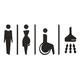 3DP Signs - 15 cm Embossed Shower Signs Self-Adhesive Toilet Door Sign, Women Men Toilet Sign Wheelchair User Disabled (1 Man + 1 Woman + 1 Disabled + 1 Shower, Black)