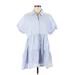 Zara Casual Dress - Shirtdress Collared Short sleeves: Blue Print Dresses - Women's Size Medium