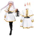 DAZCOS Frieren Costume Elf Cosplay White Cape Skirt Uniform with Pantyhose Belt Ears Halloween Outfit (Medium)