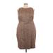 J.Crew Casual Dress - Sheath High Neck Sleeveless: Brown Leopard Print Dresses - Women's Size 22