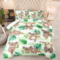 Coverless Duvet Tropical Green Brown Coverless Duvet Double Microfiber Quilted Bedspreads Lightweight Bedspreads Double Size Comforter All Seasons Quilted Throw+2 Pillowcases(50x75cm) 203x228cm