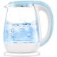 Kettles,Glass Electric Kettle,Eco Water Kettle with Illuminated Led,Bpa Free Cordless Water Boiler with Stainless Steel Inner Lid Bottom,Fast Boil Auto-Off Boil-Dry Protection,1.8L 1500W/Blue hopeful