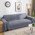 VANJOROY Large Grey Sofa Throw Blanket with Tassels For 2 3 Seater, 100% Handwoven Cotton Knitted Armchair Throw for Couch, Sofa and Bed… (230×340cm(91×134In))