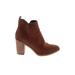 Mia Ankle Boots: Brown Print Shoes - Women's Size 8 - Almond Toe