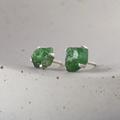 Raw Emerald Studs, Rough Stud Earrings, Sterling Silver Prong Set Gems, May Birthstone Jewelry