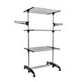 Hyfive Clothes Airer Clothes Drying Rack Indoor Clothes Horse Laundry Clothes Rack Clothes Dryer 4 Tier Foldable Space Saving With Shoe Rack Stainless Steel Easy Storage (Black)