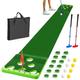 Sagsewful Golf Pong Putting Game Set with Front Border for Indoor&Outdoor, Golf Putting Green Mat Includes 8pcs Golf Balls & Portable Bag,Golf Putting Practice Training Aid for Backyard,Party,Office