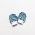 Blue Baby Mittens, Scratch Mitts. Jersey Cotton Knit With Paper Boats. Baby Gift Girl Or Boy Hand Covers. Shower Present