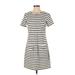 Banana Republic Casual Dress - Mini Crew Neck Short sleeves: Ivory Print Dresses - Women's Size Small