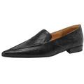 CUTEHEELS Women's Sheepskin Slip-On Court Shoes with Pointed Toe and Low Chunky Heels Black