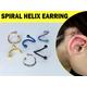 Spiral Helix Ring Titanium Twisted Barbell Earrings 18G 16G 14G Body Piercing Lip Ring, Belly Cartilage Earring, Tongue