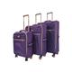 Suitcase Travel Bag Carry On Hand Cabin Check in Soft Case Luggage Trolley Set - Purple 3-Set