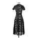 Patrizia Luca Casual Dress - Midi High Neck Short sleeves: Black Dresses - Women's Size X-Small
