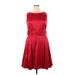 DressBarn Casual Dress - A-Line: Red Solid Dresses - Women's Size 16