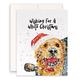 Dog White Christmas Card Funny - Golden Retriever Car Ride Holiday Cards For Lovers Handmade By Liyana Studio Greetings