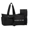 HOH Diaper Bag Tote - Large Water Resistant Baby Diaper Bag with Pouch, Pacifier Case and Changing Pad - Best Travel Diaper Bag For Mom And Dad, Insulated Pockets, Laptop Compartment, Messenger Strap,