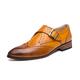 HJGTTTBN Leather Shoes Men Men's Shoes Brogue Shoes Brown PU Peather Monk Shoes Slip-on Loafers (Color : Yellow, Size : 7)