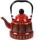 Tea Kettle Camping Tea Kettle Porcelain Enameled Teapot Chinese Style Heating Water Kettle with Handle Large Capacity Water Boiling Kettle for Stovetop Induction Cooker 1.1L/1.7L/2.5L Japanese Teapot