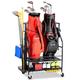 EXTCCT Golf Bag Storage Garage Organizer- Golf Bag Stand Fit for 2 Golf Bags and Golf Clubs, Golf Balls, Golf Equipment Accessories, Extra Large Golf Bag Storage Rack for Garage, Club, Shed, Basement