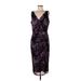 White House Black Market Cocktail Dress - Party V Neck Sleeveless: Purple Dresses - Women's Size 12