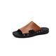 HJGTTTBN Sandals Men Genuine Leather Men Slippers Concise Slides Sandals Man Summer Footwear Sandalias Super Light Beach Sandals Plus Size (Color : Brown, Size : 10.5)