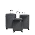 Hard Case Shell Pattern Suitcase Carry On Cabin Check in Small Medium Large Combination Lock 3 Set - Black 3-Set