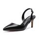 Castamere Pointed Toe Slingback Court Shoes Womens Mid Kitten Heel Pumps Closed Toe Sandals 2.4 in Heel PU Black Pump EU 41.5
