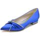 LRMYMHY Women's Pointed Toe Satin Wedding Shoes for Bride Rhinestones Slip on Bridal Shoes Closed Toe Ballet Flats Pumps,Blue,9 UK