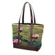 FVQL Womens Handbags, Faux Leather Strap and Bottom, Canvas Tote Bag, lovely cartoon animal pigs