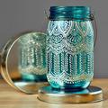 Moroccan Lantern Centerpiece Wanderlust End Table Mason Jar Decor Bohemian Henna Votive Candle Holder Mehndi Lamp