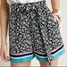 Anthropologie Shorts | Anthropologie Maeve Scarf Printed Shorts Aqua Stripe Pull On Flowy Size Xl | Color: Black/White | Size: Xl