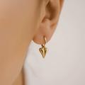 14K Solid Gold Dangling Heart Hoop Earrings, Huggie Hoop Earring Heart, Heart Earrings, Huggie, Tiny Huggie Earrings