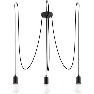 SOLLUX LIGHTING Kronleuchter "EDISON", schwarz, H: 150cm, Lampen, Slush -Einstellung, Pendelleuchte