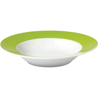 Suppenteller VAN WELL "Vario", grün (grün, weiß), B:22cm H:7,9cm T:22cm Ø:21,5cm, Porzellan, Speiseteller, Porzellan, spülmaschinen- und mikrowellengeeignet, Ø 21,5 cm Image
