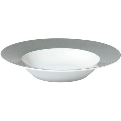 Suppenteller VAN WELL "Vario", grau (grau, weiß), B:22cm H:7,9cm T:22cm Ø:21,5cm, Porzellan, Speiseteller, Porzellan, spülmaschinen- und mikrowellengeeignet, Ø 21,5 cm Image